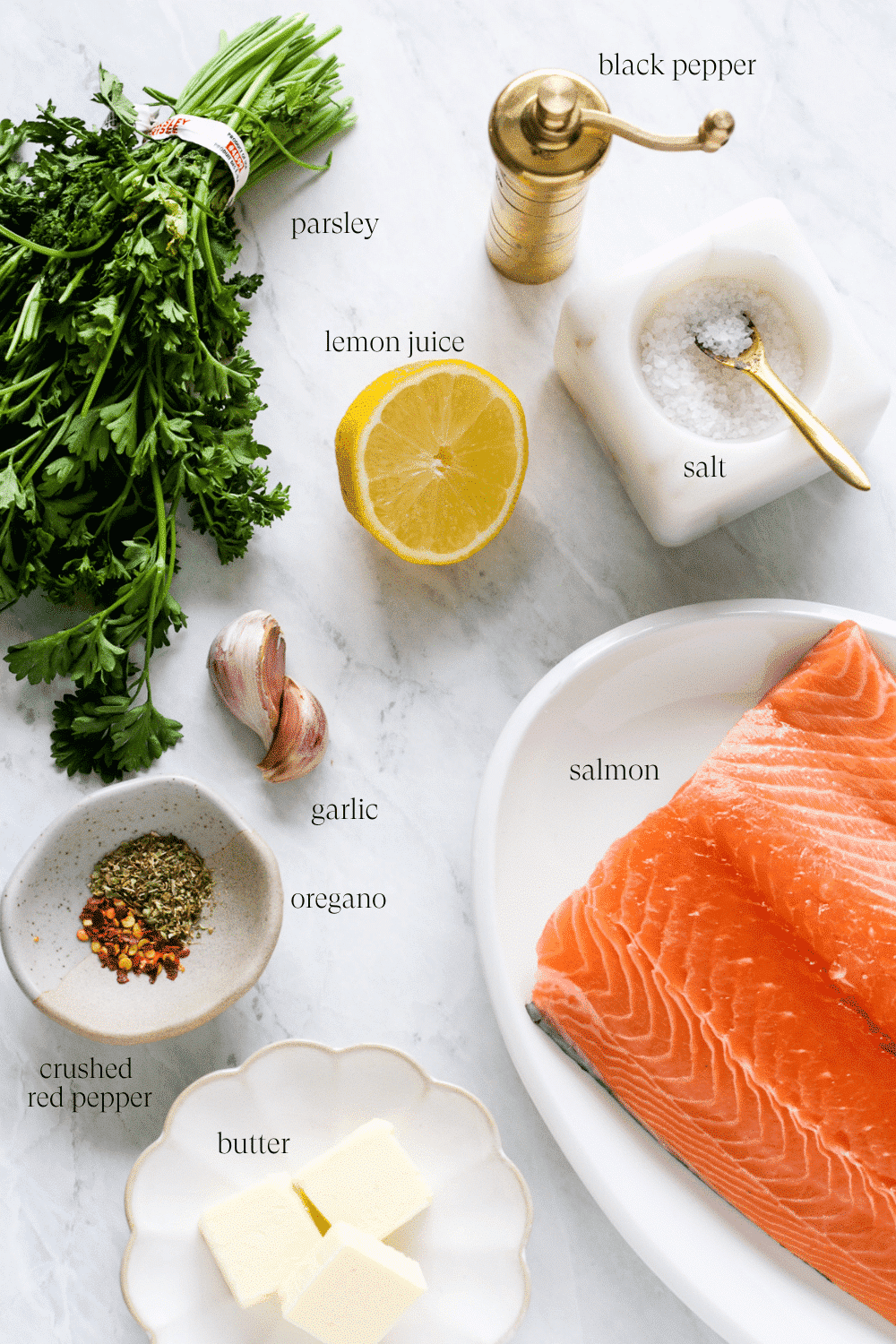 Ingredients for baked salmon recipe