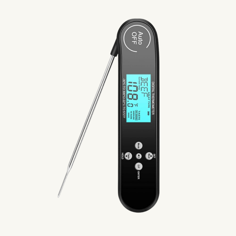 closeup photo of a meat thermometer