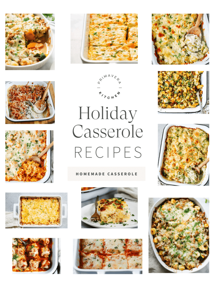 Collage of casseroles with a text that says "Healthy Casserole Recipes"