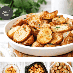 Collage of Air Fryer baby Potatoes with a text that says "Air Fryer Baby Potatoes"