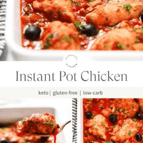 Collage of chicken with a text that says "Instant Pot Chicken"