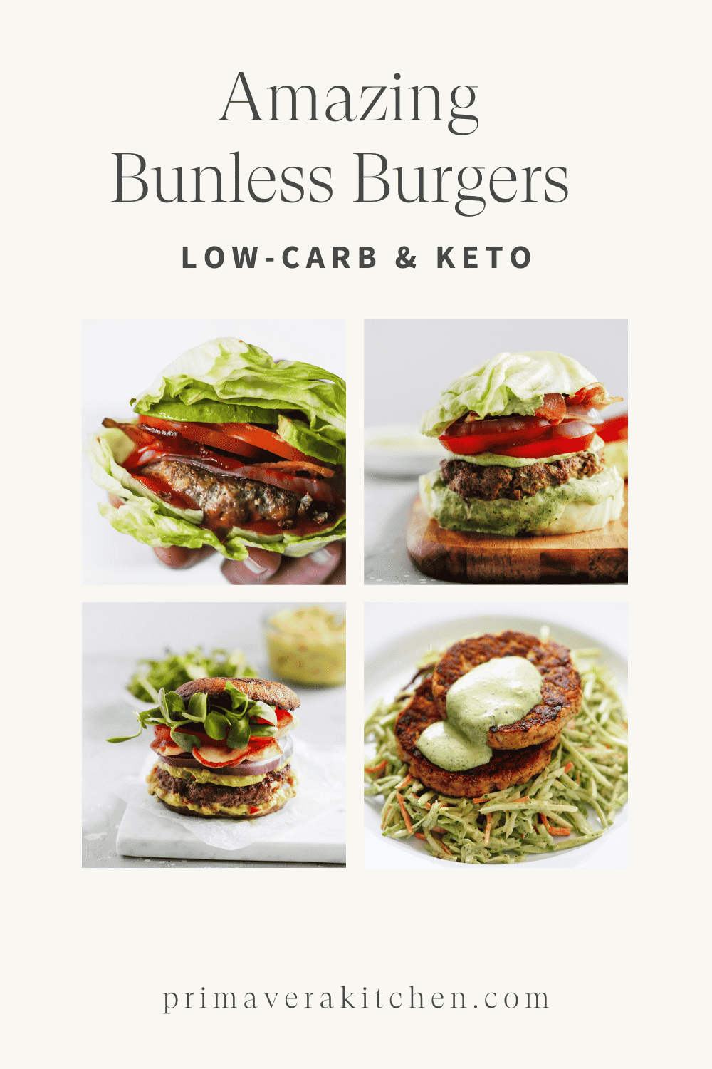 Collage of 4 burger photos.