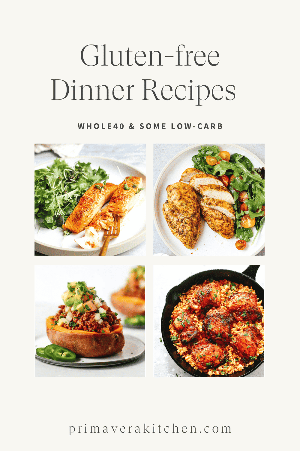 Titled Photo Collage (and shown): Gluten-free Dinner recipes
