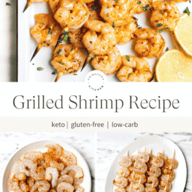 Collage of shrimp with a text that says "Grilled Shrimp"