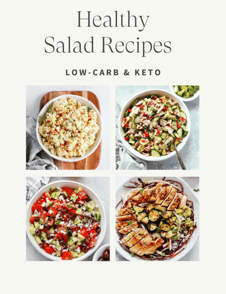 collage of salad pictures with a text that says "Heathy Salad Recipes"