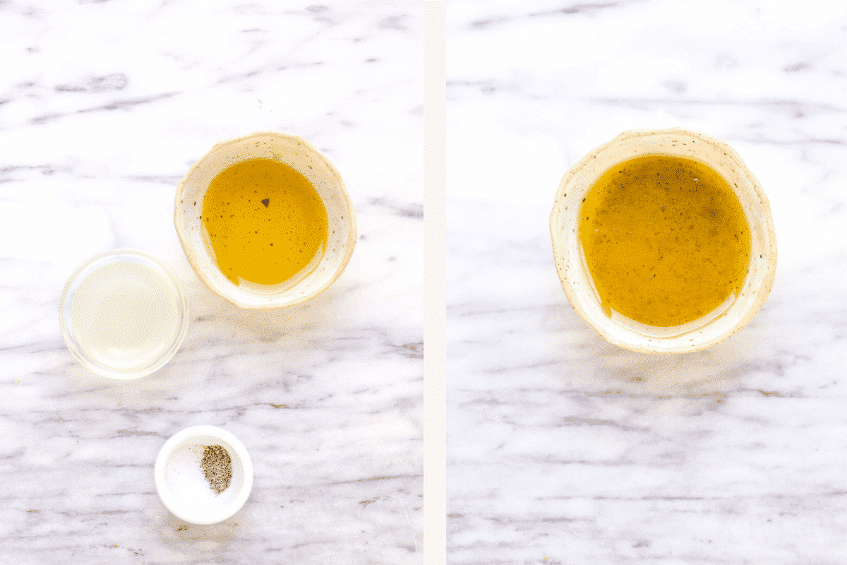 ingredients in small bowls to make salad dressing
