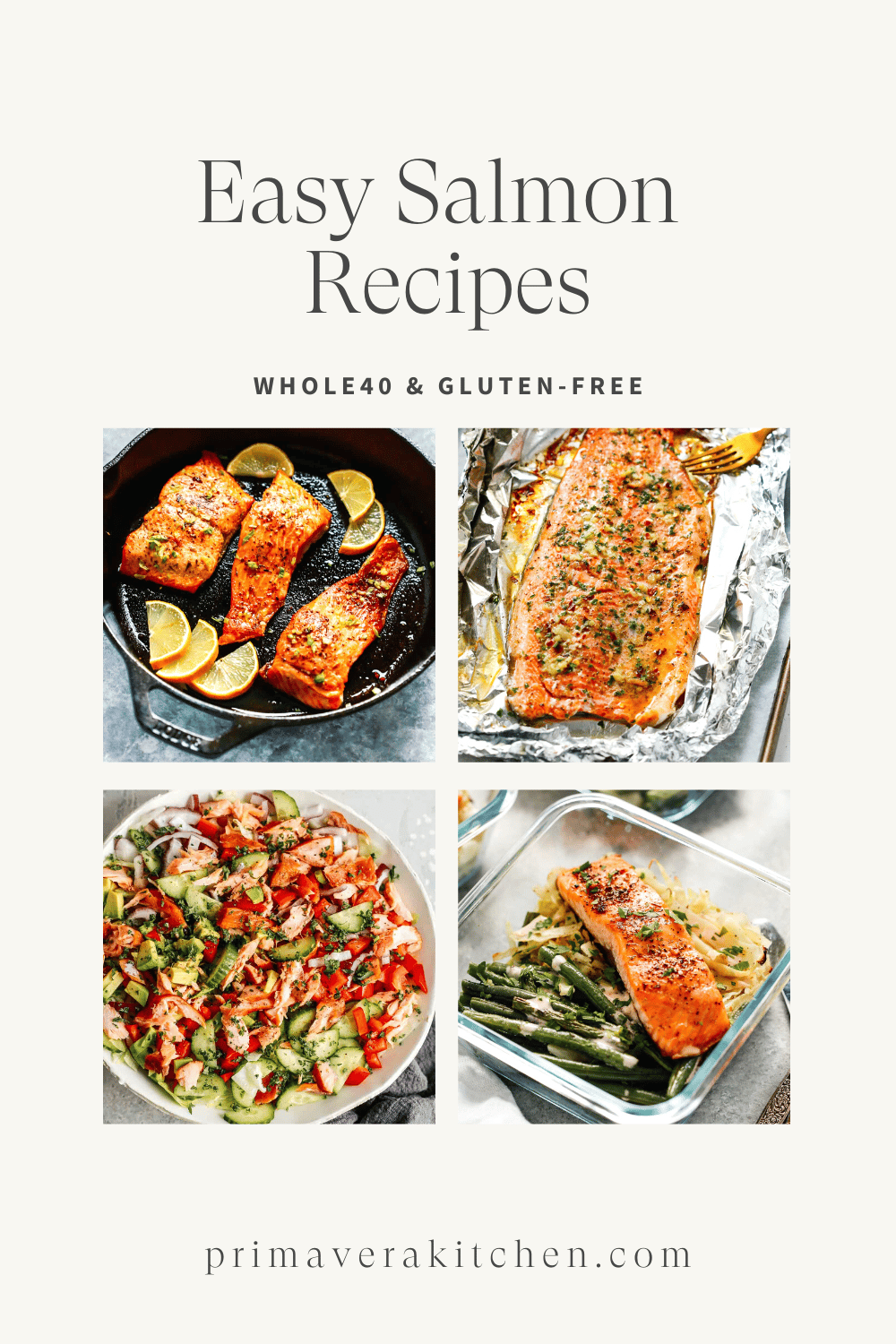 titled photo collage (and shown): 35 easy salmon recipes for dinner  