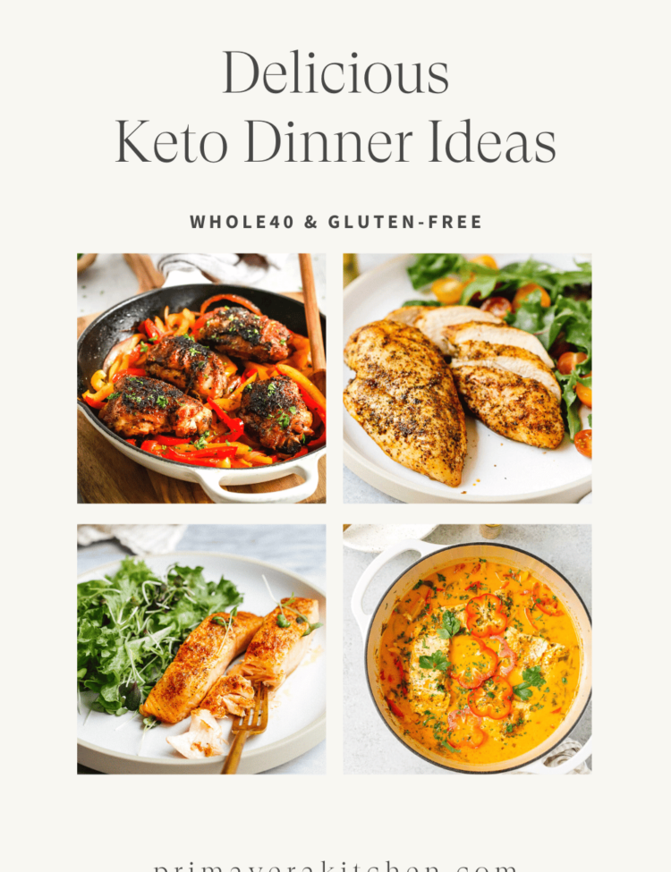 titled photo collage (and shown): 30 minutes keto dinner ideas
