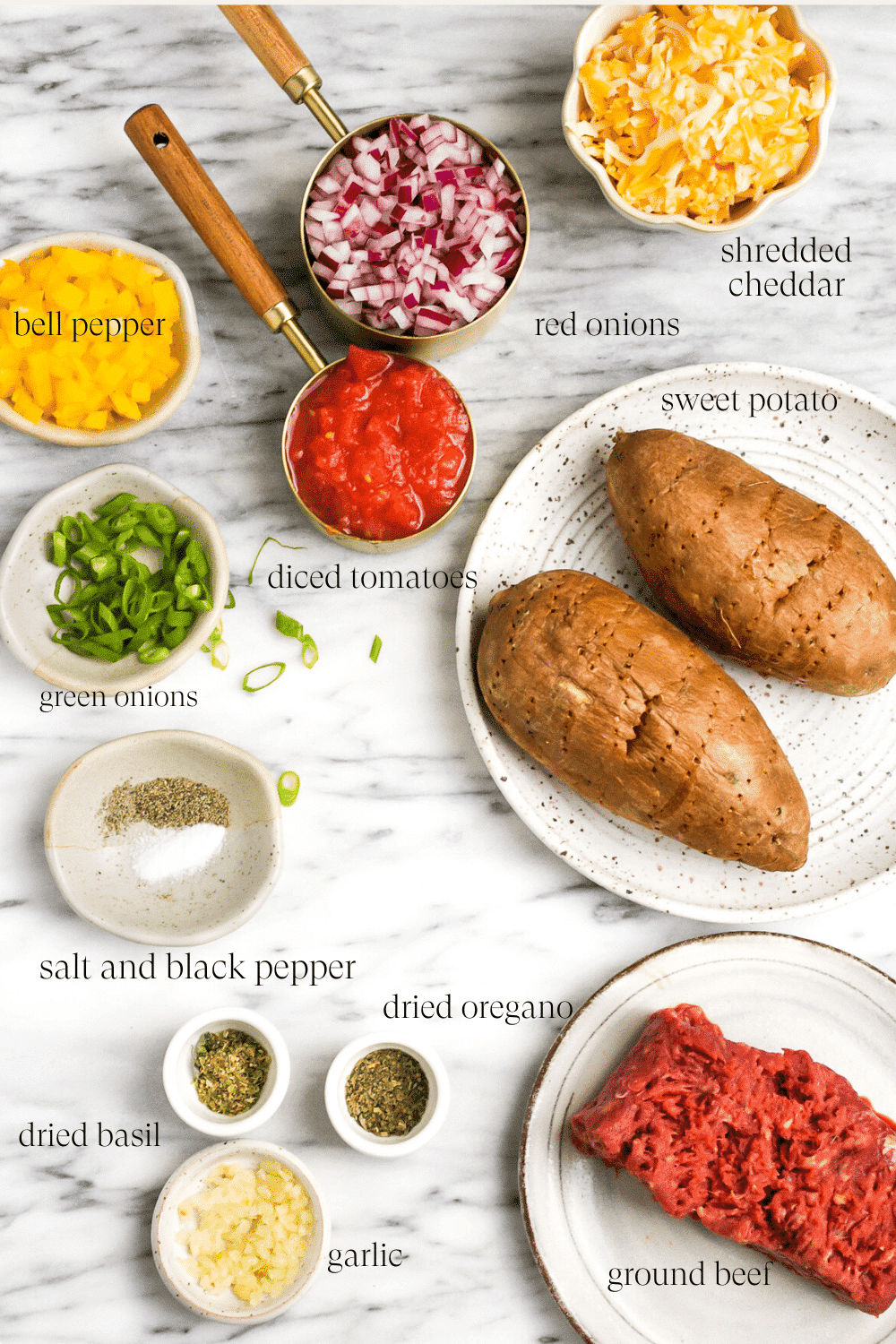 ingredients to make stuffed sweet potato.