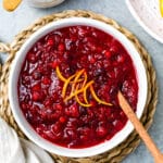 overhead view of cranberry orange sauce