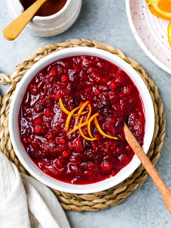 overhead view of cranberry orange sauce