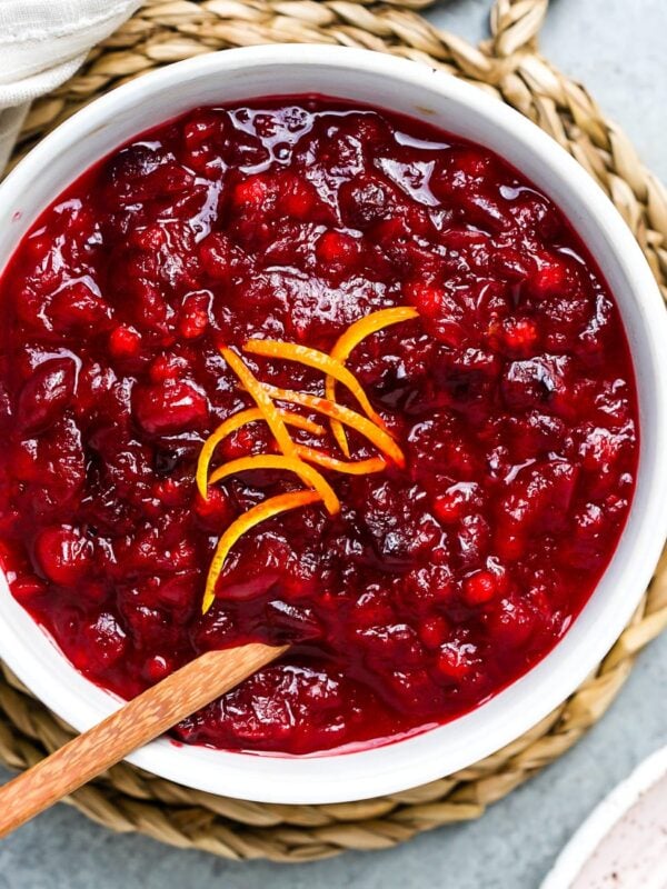 overhead view of cranberry orange sauce
