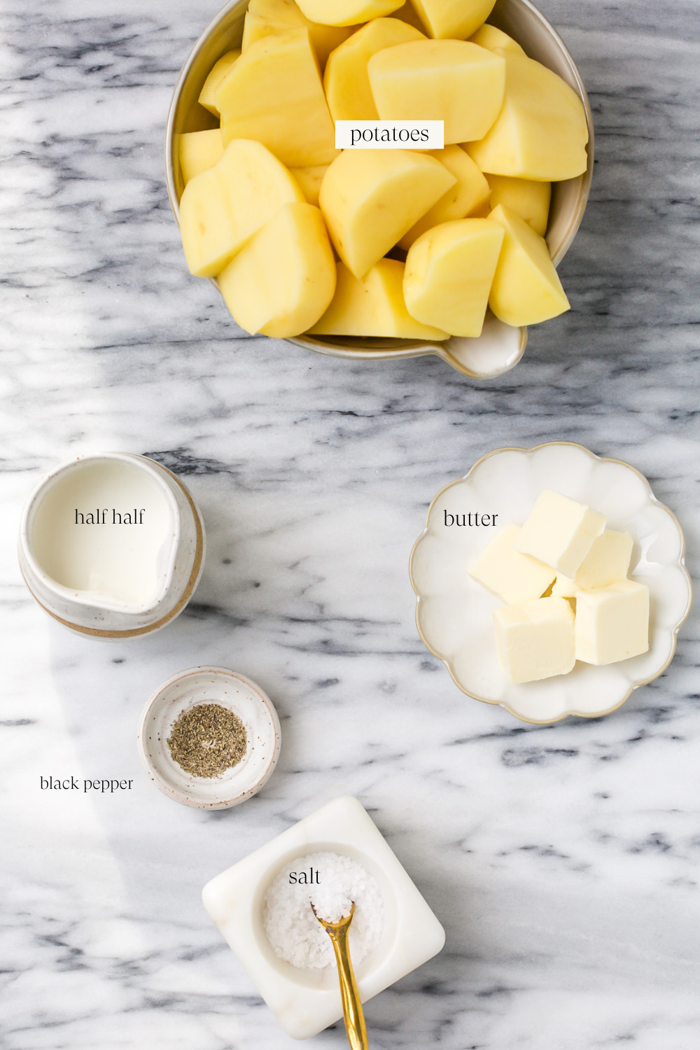 Ingredients for instant pot mashed potatoes.