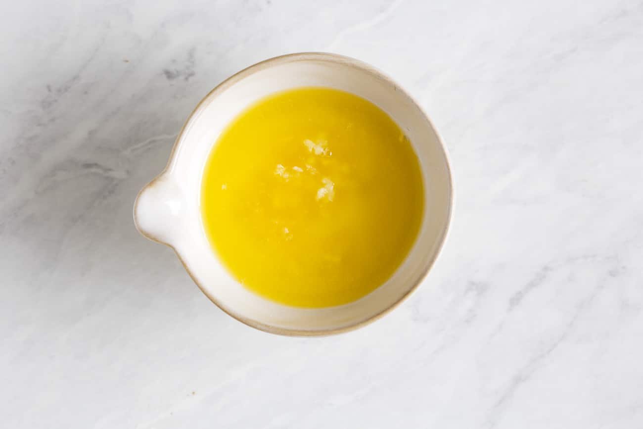 overhead view of butter mixture in a bowl