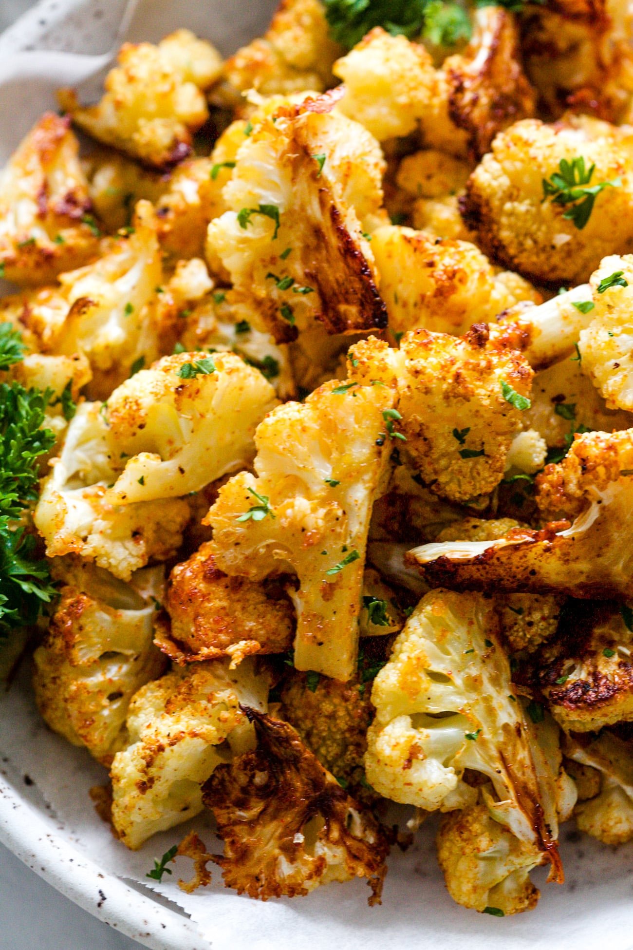 closeup of cauliflower bites