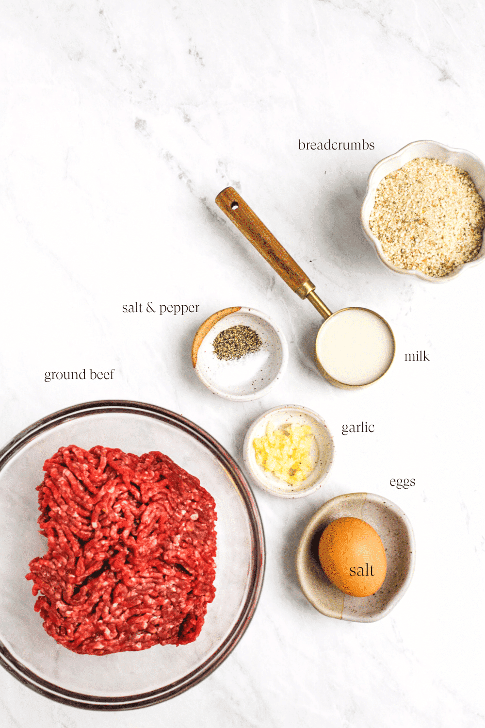list of ingredients to make the meatballs