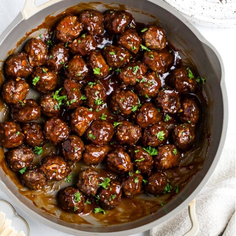 cocktail meatballs in a skillet