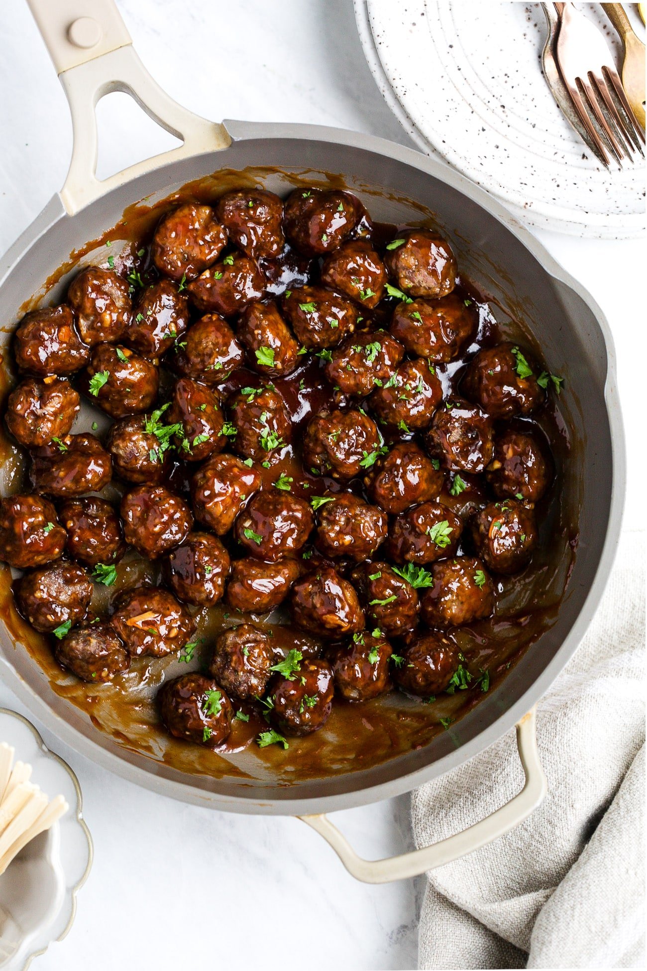 cocktail meatballs in a skillet