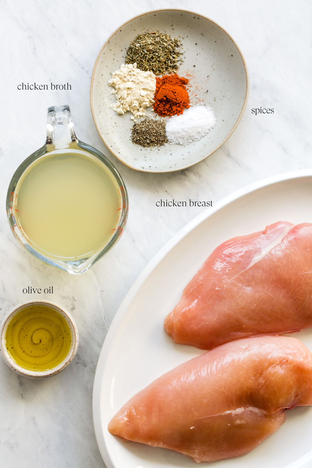 Ingredients for instant pot chicken breasts.