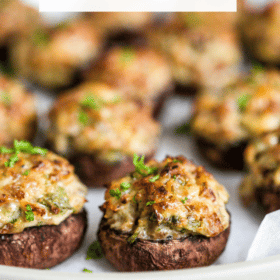 Titled Photo Collage (and shown): Sausage Stuffed Mushroom