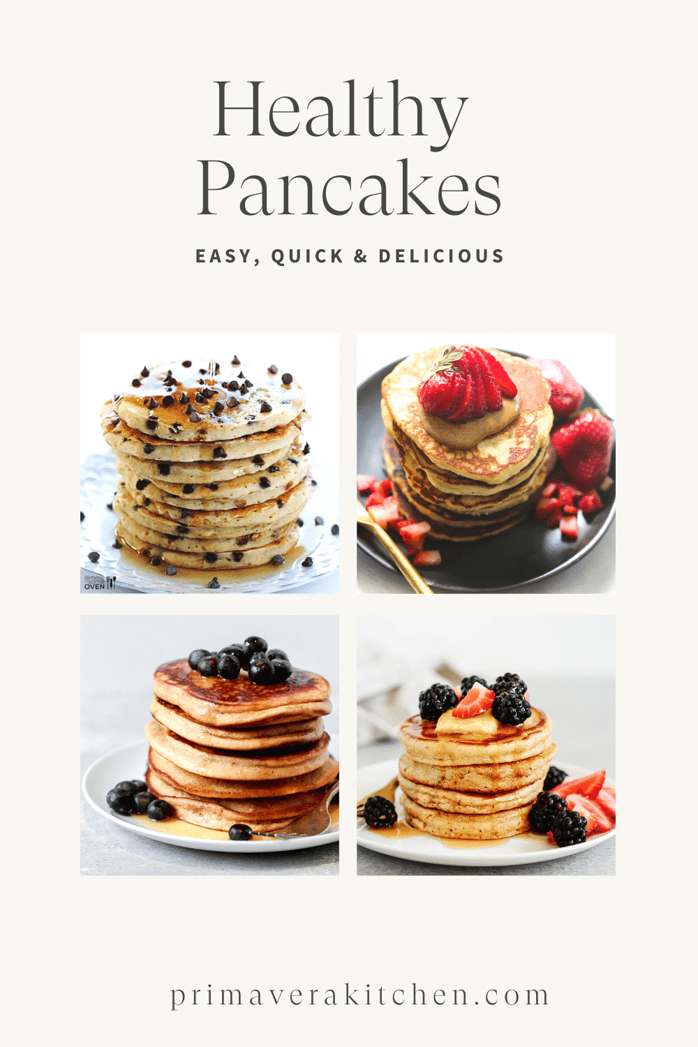 Titled Photo Collage (and shown): Healthy Pancakes
