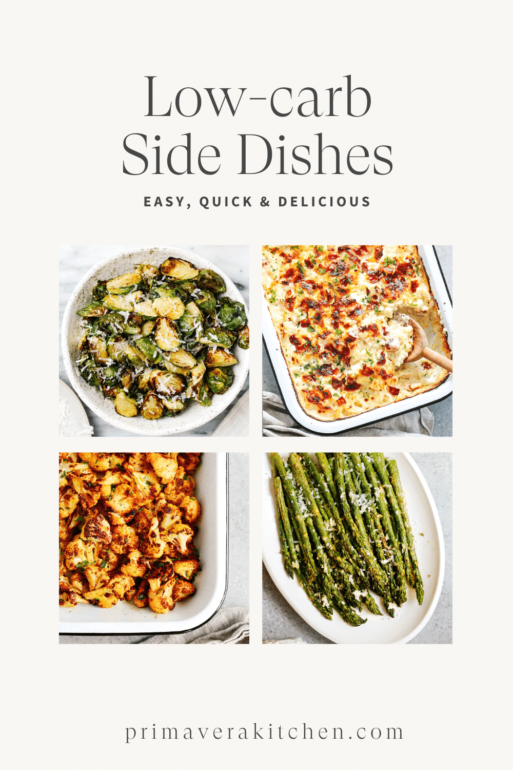 collage of side dish recipes photos with a text that says "low carb side dish recipes"