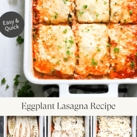 Titled Photo Collage (and shown): Eggplant Lasagna Recipe