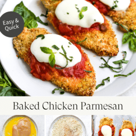 Titled Photo Collage (and shown): bake chicken parmesan