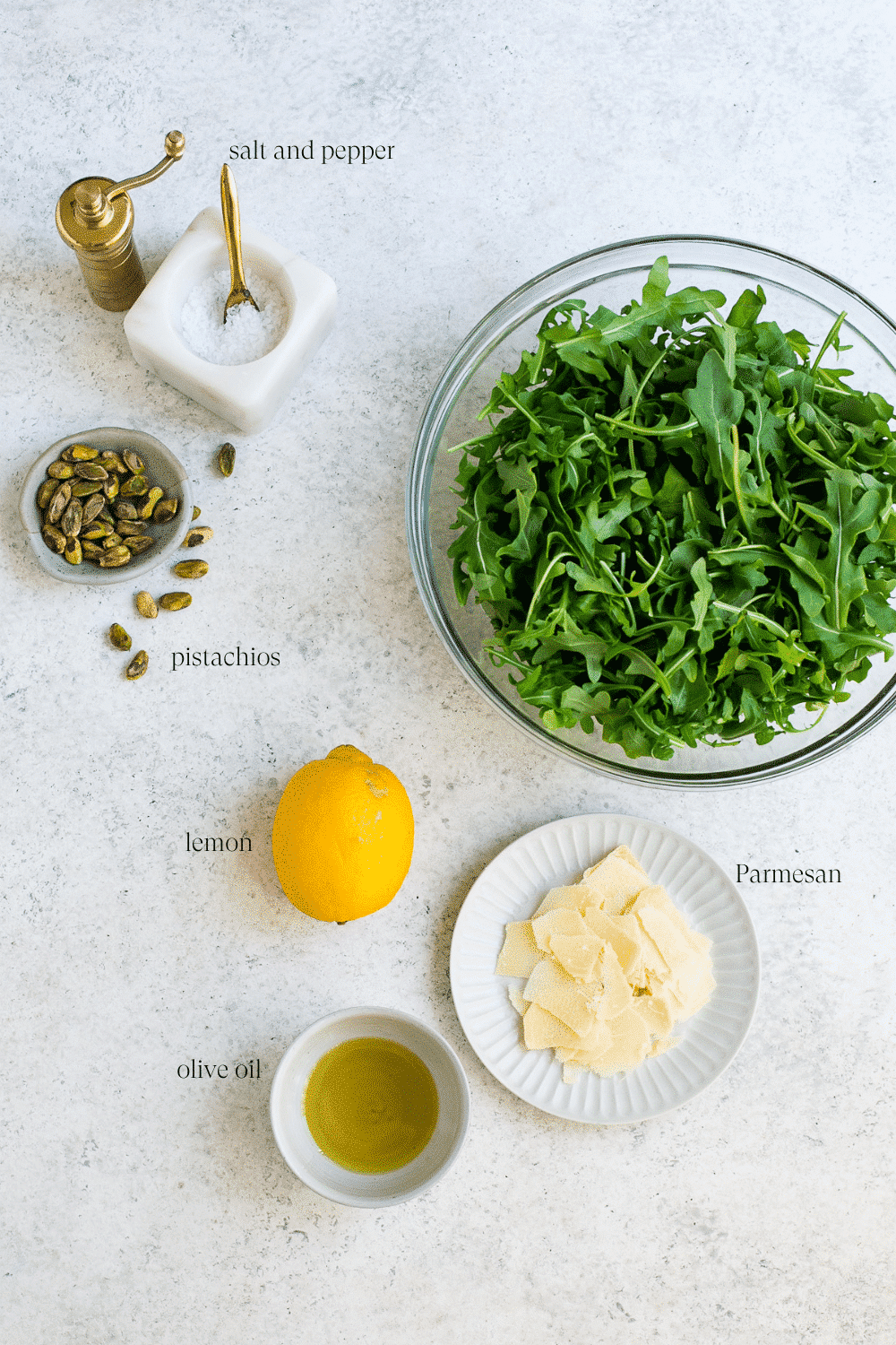 Ingredients for arugula salad.