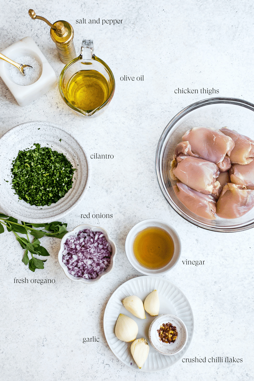 Ingredients for chimichurri chicken.