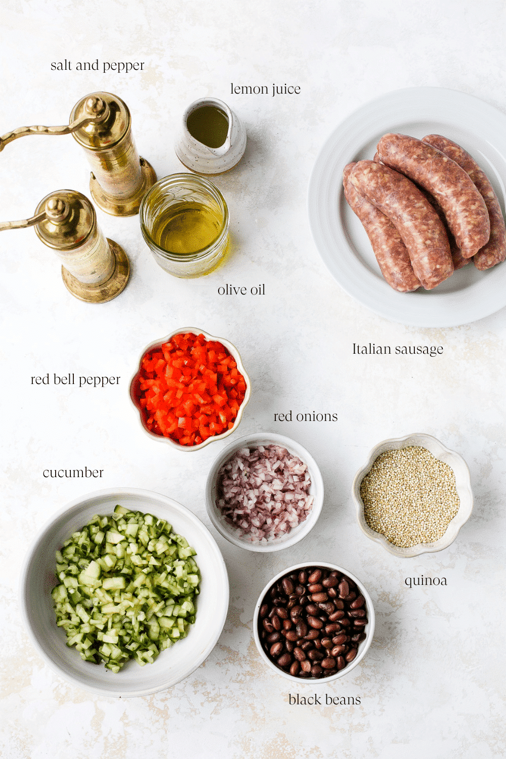 Ingredients for quinoa salad. 