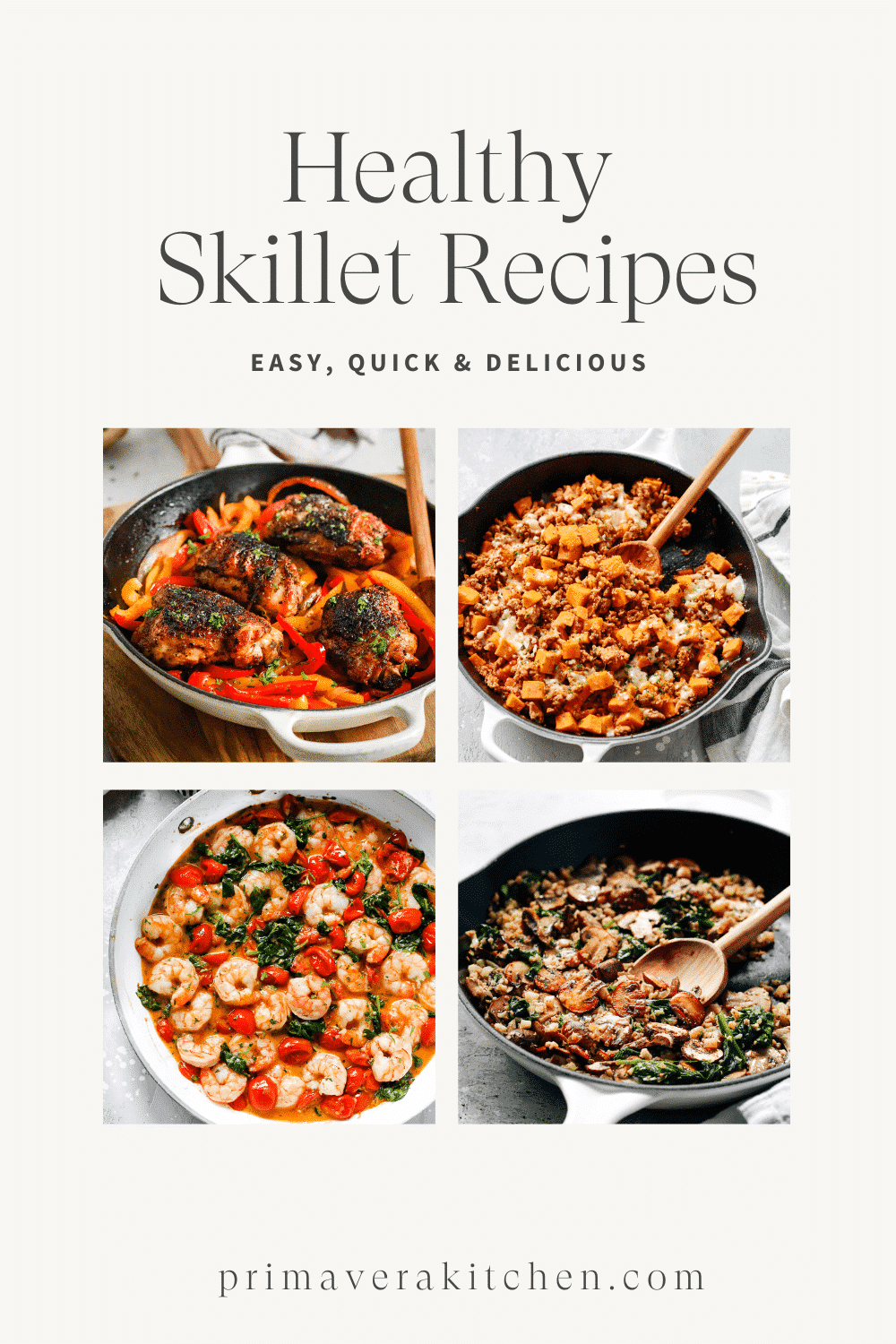 Titled Photo Collage (and shown): Healthy skillet Recipes