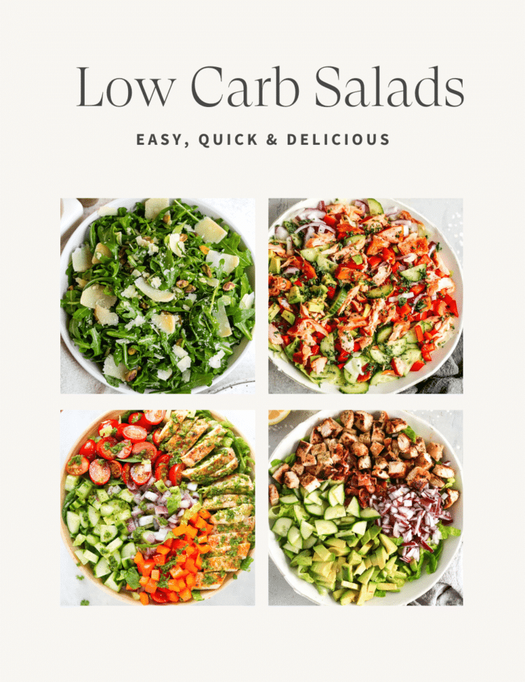 Titled Photo Collage (and shown): Low Carb Salads