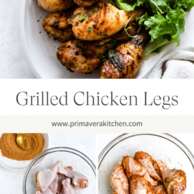Titled Photo Collage (and shown): Grilled Chicken Legs