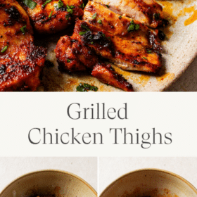 Titled Photo Collage (and shown): Grilled Chicken Thighs