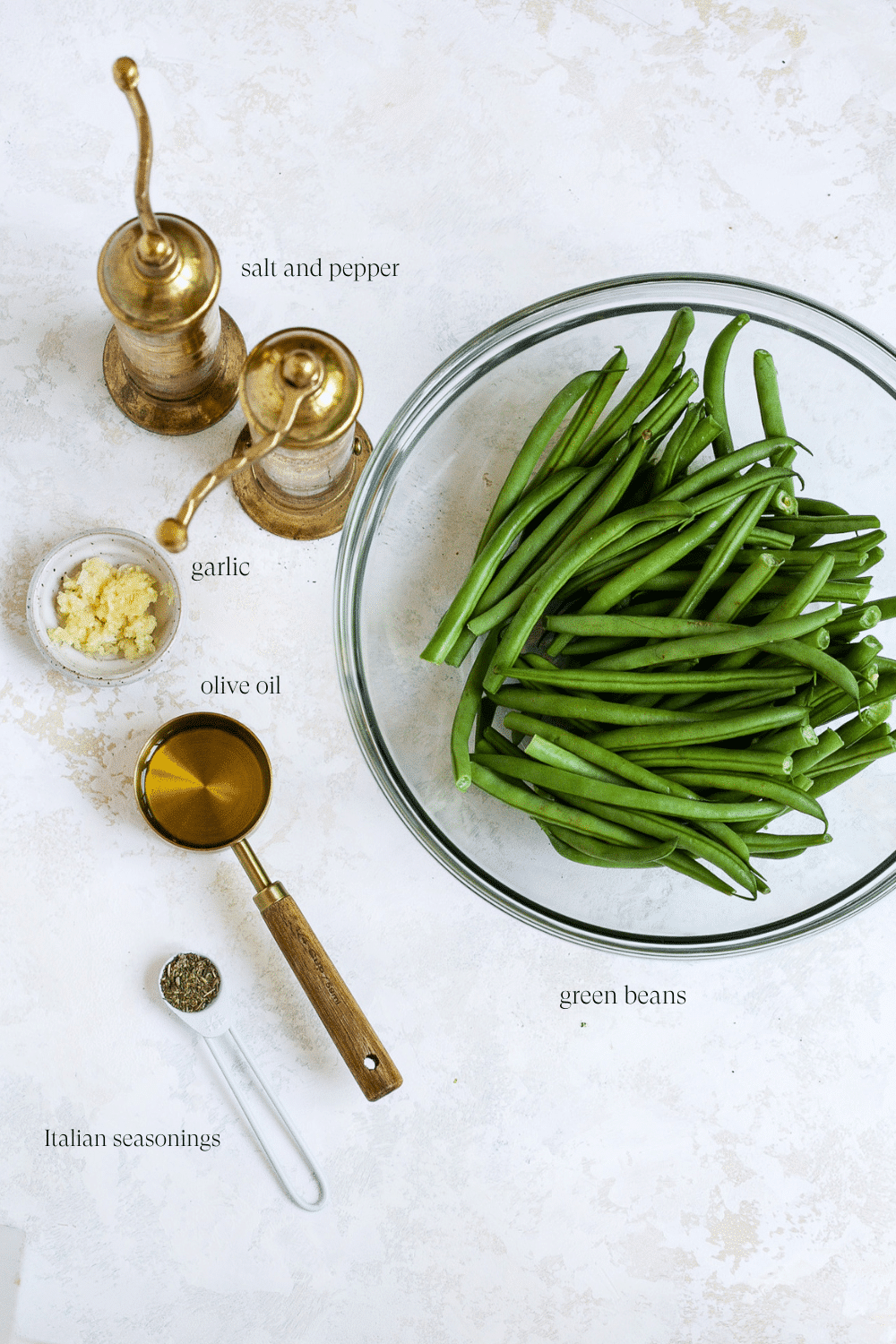Ingredients for roasted green beans.
