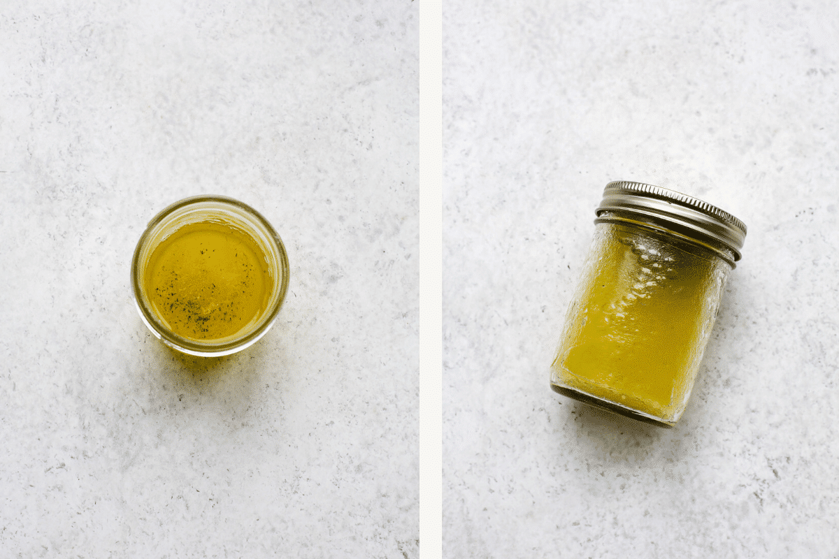 Vinaigrette dressing in a mason jar