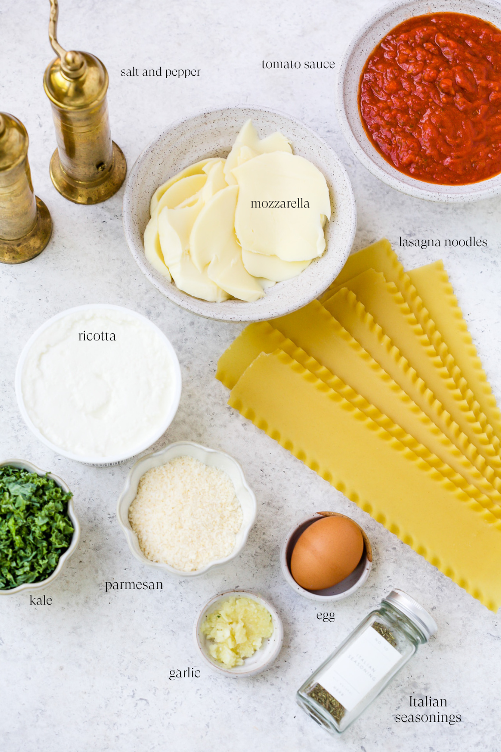Ingredients for lasagna roll ups.