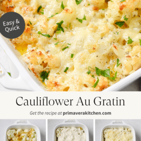 Titled Photo Collage (and shown): cauliflower au gratin
