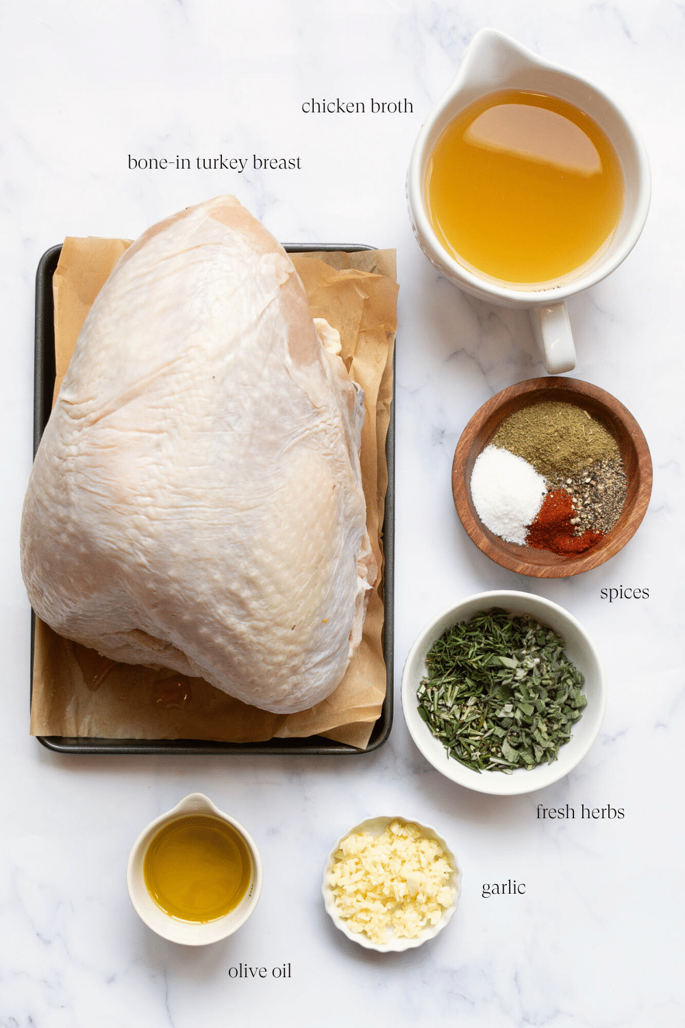 ingredients to make bone-in roasted turkey breast
