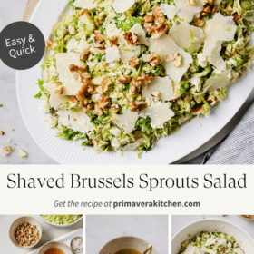Titled Photo Collage (and shown): Shaved Brussels Sprouts Salad