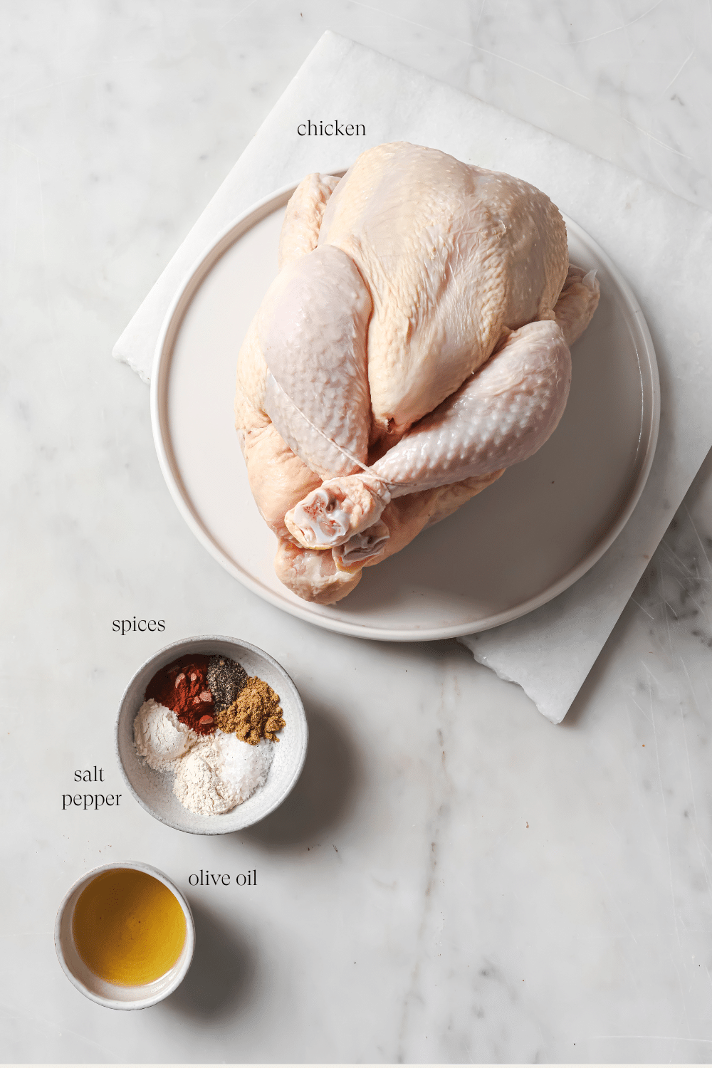 Pre-measured ingredients to season the chicken.