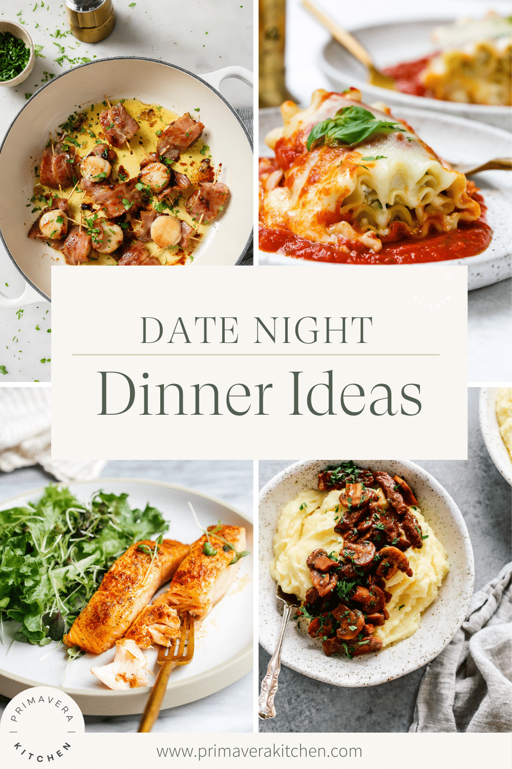 Collage of Date Night Dinner Idea recipes.
