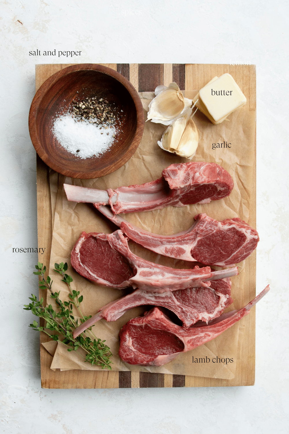 Ingredients to make lamb chops recipes. 