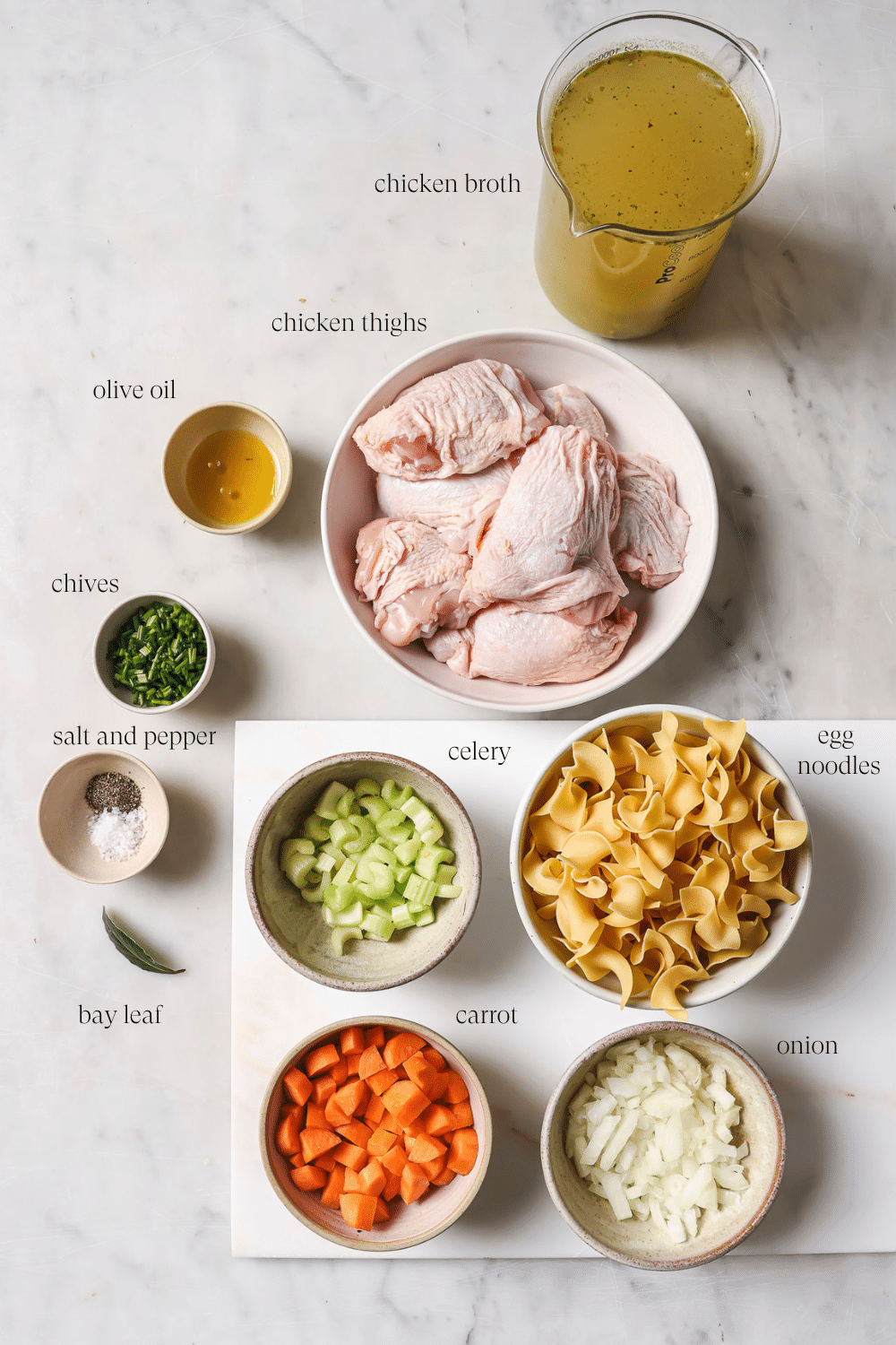 Pre-measured ingredients in small bowls.