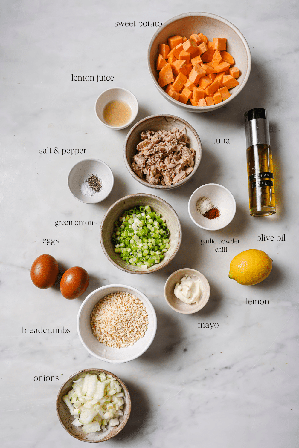 Small bowls of pre-measured ingredients.