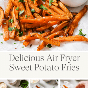 Titled Photo Collage (and shown): Air Fryer Sweet Potato Fries