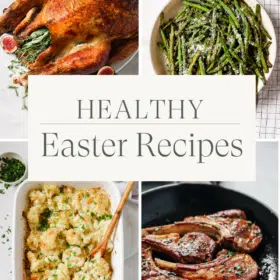 Titled Photo Collage (and shown): Heathy Easter Recipes