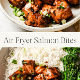 Titled Photo Collage (and shown): Air Fryer Salmon Bites