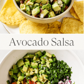 Titled Photo Collage (and shown): Avocado Salsa